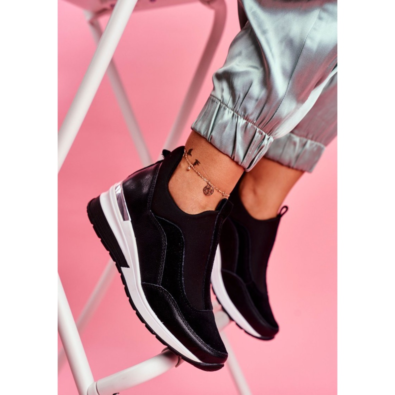 Vinceza Ženske sportske kožne cipele s navlakom, crne SG20-7769 Pridružite nam se crno 1