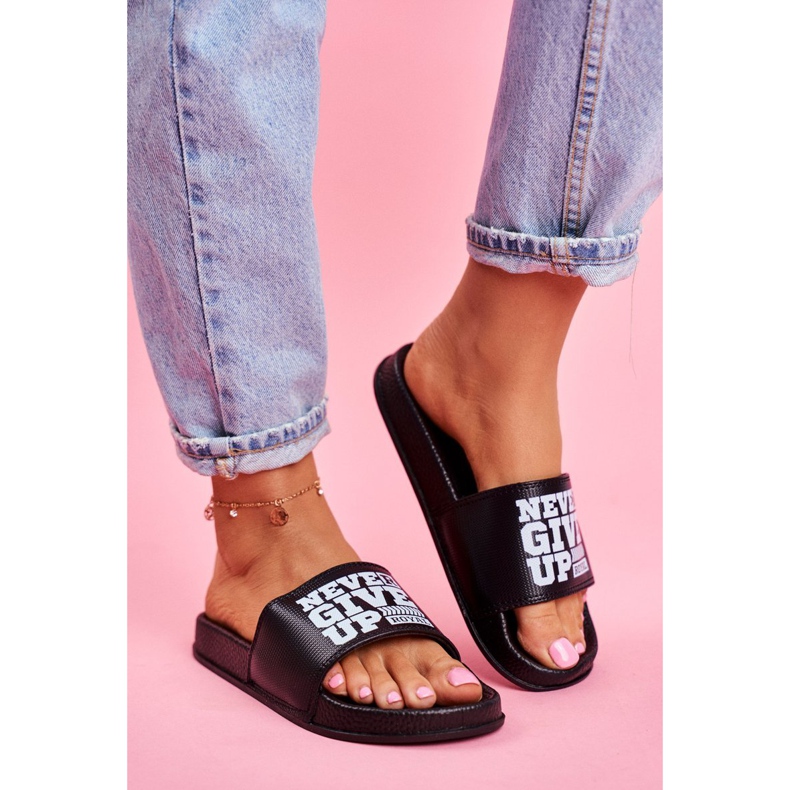 ADY Ženske papuče nikada se ne odriču zlatne crno -bijele boje bijela 1