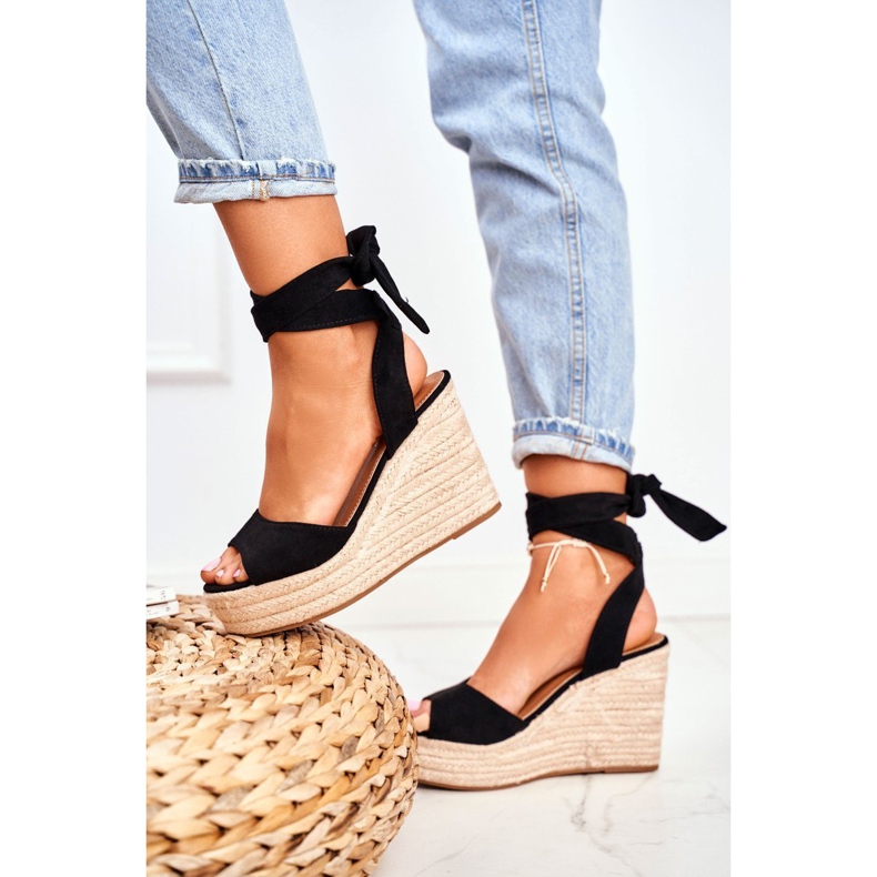FRID Ženske sandale na klin Espadrile Black Ollie crna 1