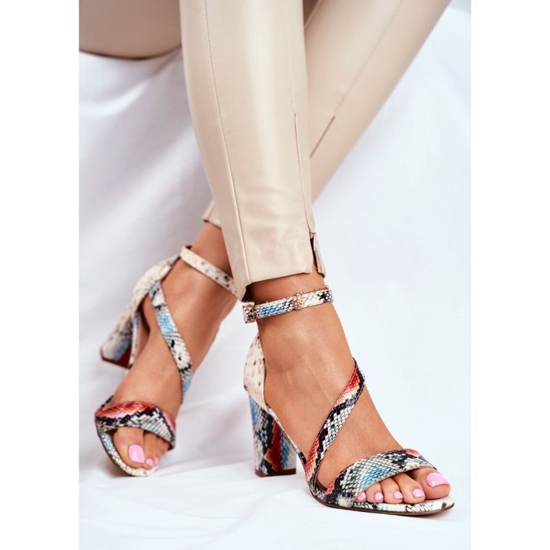 Ženske sandale na visoku petu Sergio Leone Red Snake SK870 crvena višebojan 2