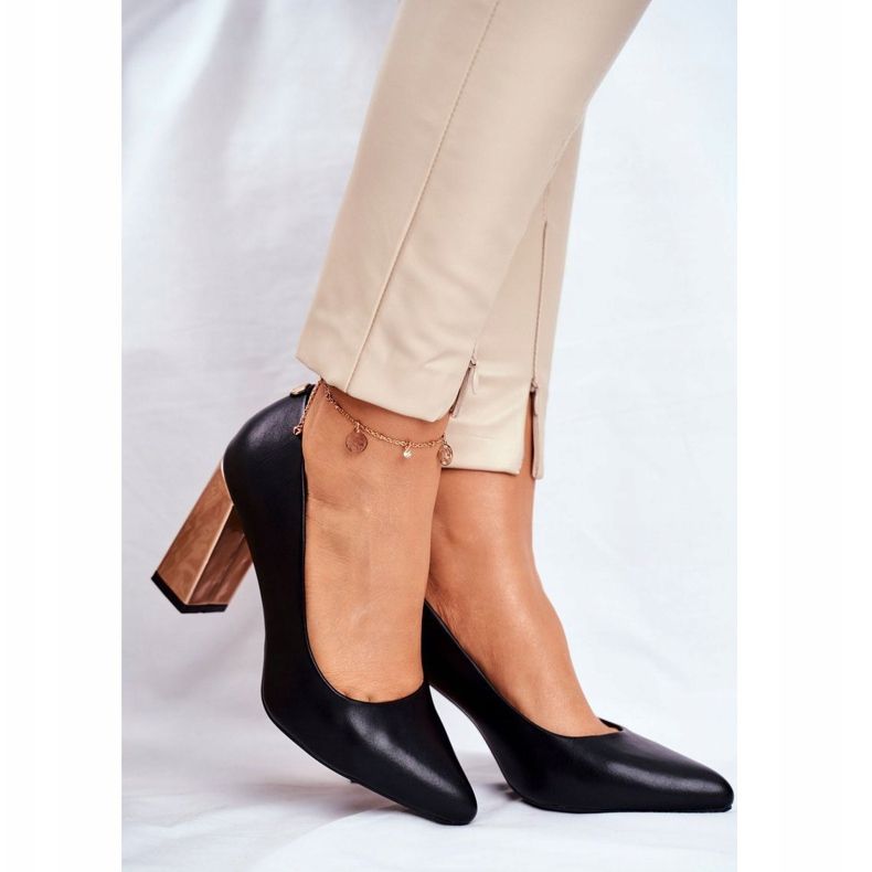 Ženske pumpe na zlatnoj peti Sergio Leone crne PB216 crno 1