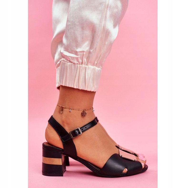 Ženske sandale Maciejka kožna crna 04120-01 / 00-5 žuta boja 2