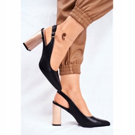 Ženske pumpe s otvorenom petom Sergio Leone Crna PB218 žuta boja 1