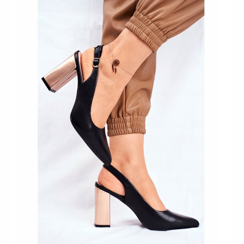 Ženske pumpe s otvorenom petom Sergio Leone Crna PB218 žuta boja 1