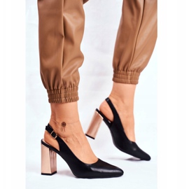 Ženske pumpe s otvorenom petom Sergio Leone Crna PB218 crno žuta boja 2