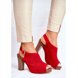 Ženske sandale na visoku petu Sergio Leone SK855 Red Senillo crvena 1