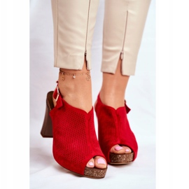 Ženske sandale na visoku petu Sergio Leone SK855 Red Senillo crvena 2