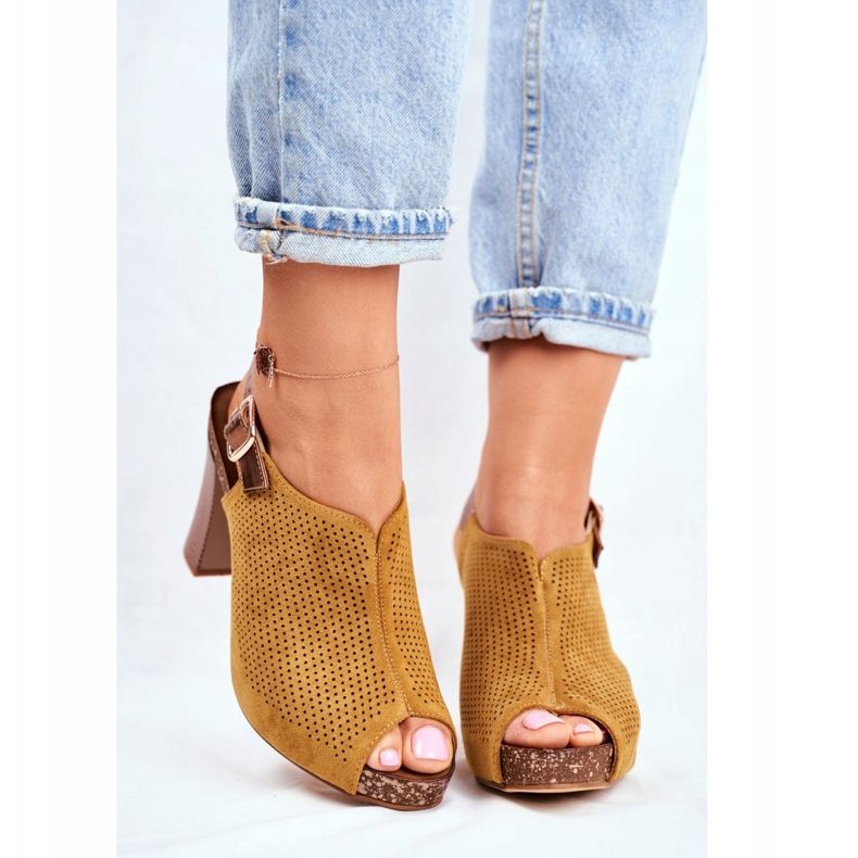 Ženske sandale na visoku petu Sergio Leone SK855 žuti Senillo žuta boja 2