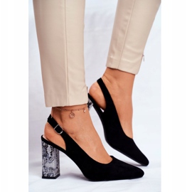 Ženske pumpe s otvorenom petom Sergio Leone Crna zmija PB218 1