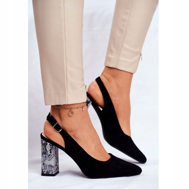 Ženske pumpe s otvorenom petom Sergio Leone Crna zmija PB218 1