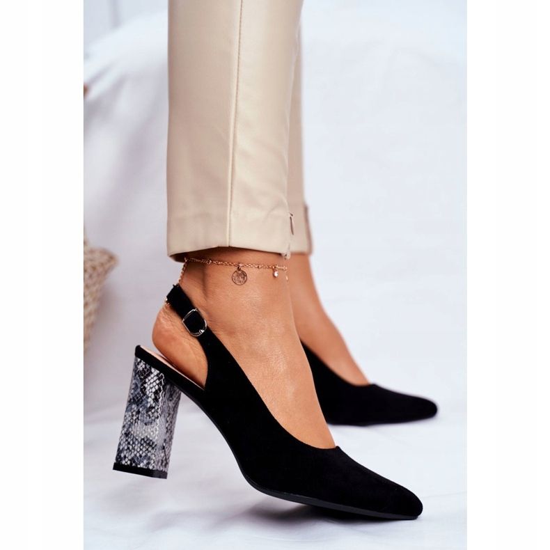 Ženske pumpe s otvorenom petom Sergio Leone Crna zmija PB218 2