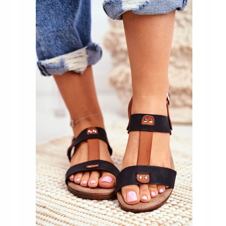 EVE Elegantne ženske sandale 20SD35-0307 Crna Renna crno 2