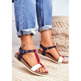 EVE Ženske sandale ravnog oblika 8SD35-0306 Navy Blue Dubi smeđa mornarsko plava 1