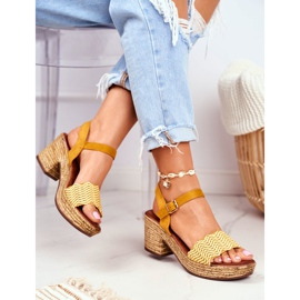 EVE Žute Fobi ženske sandale na visoku petu žuta boja 2