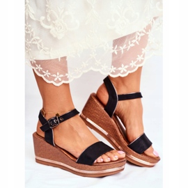 EVE Ženske sandale na klin Black Monroe crna 2