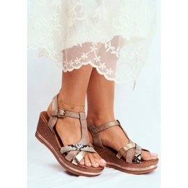 EVE Ženske sandale na klin bež zmijskoj koži Upiši se 2