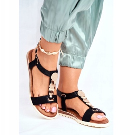 EVE Ravne crne ženske sandale s ukrasima Milton crna 2