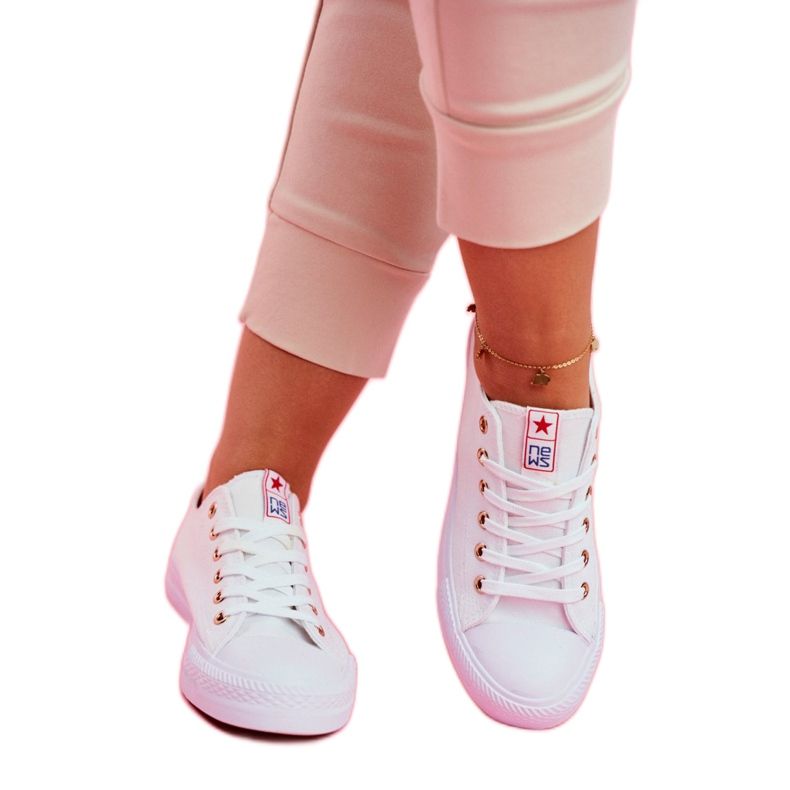 NEWS Ženske tenisice niske tkanine bijela Ecoma 2