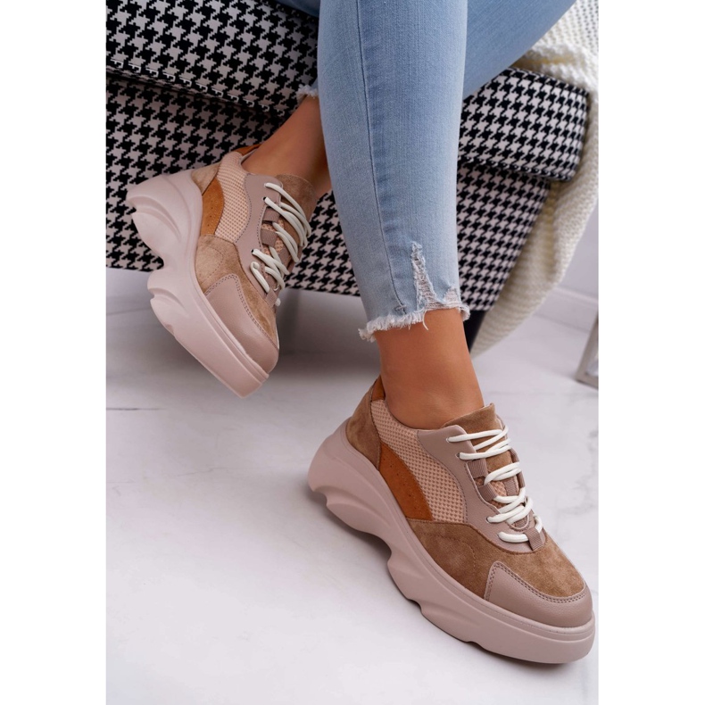 SEA Ženske sportske cipele s debelim đonom od deve kardamona smeđa 2