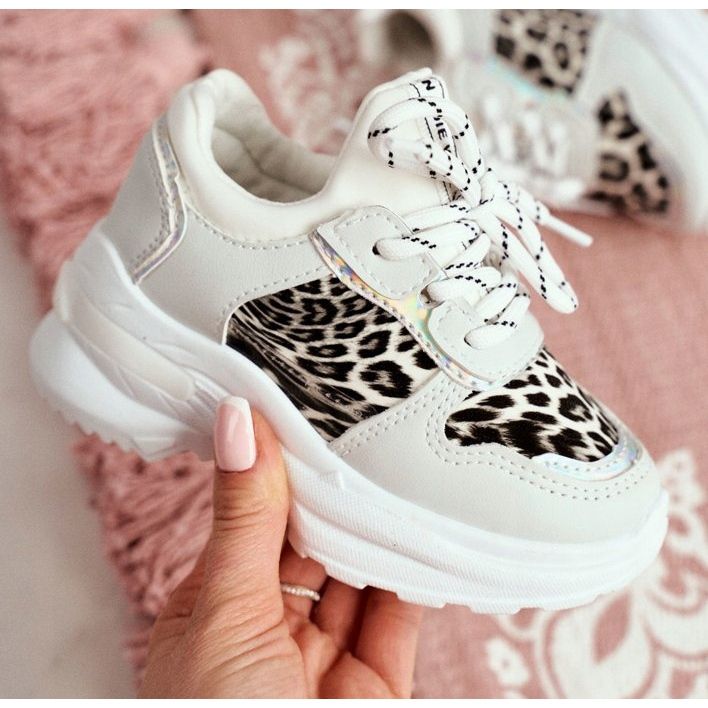 FRROCK Dječje sportske cipele s bijelim penny leopard printom bijela siva 2