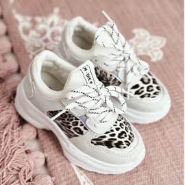 FRROCK Dječje sportske cipele s bijelim penny leopard printom bijela siva 1
