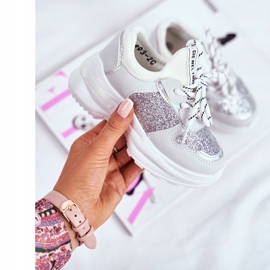 FRROCK Dječje sportske cipele s brokatnim srebrom Matylda bijela siva 2