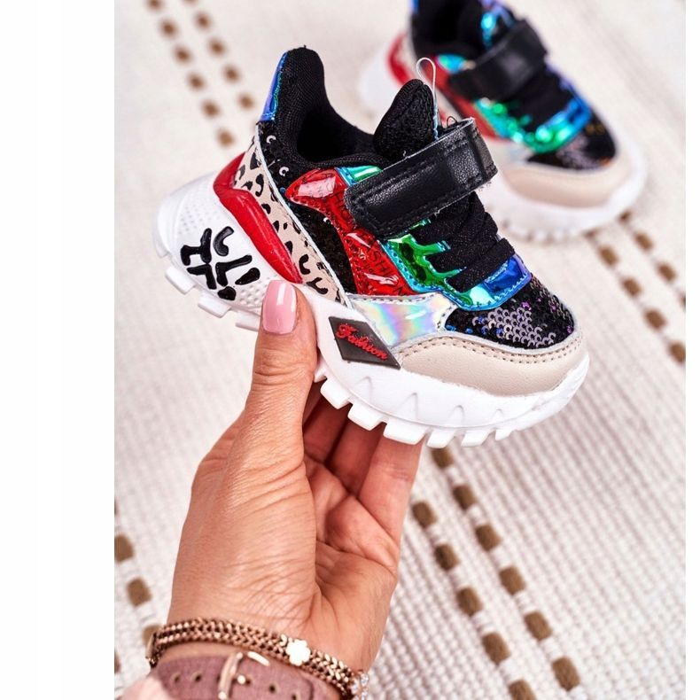 FRROCK Sportske dječje cipele s čičak crnom Be Happy raznobojna 1