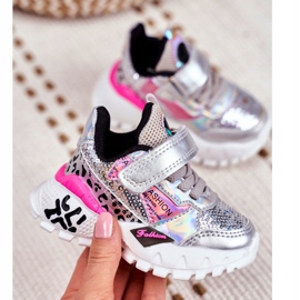 FRROCK Sportske dječje cipele sa čičak srebrom Be Happy siva 2