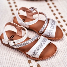 FRROCK Dječje srebrne sandale Kremo siva 1
