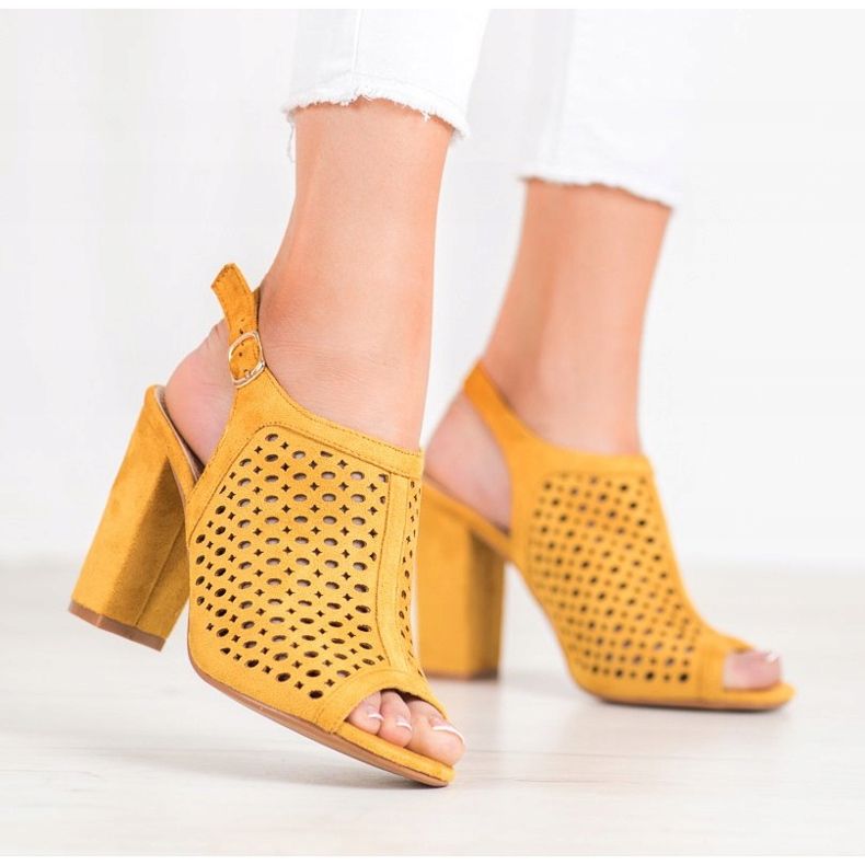 Weide Ažur sandale na šanku žuta boja 2