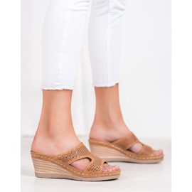 GOLL Lagane papuče na klin smeđa 1