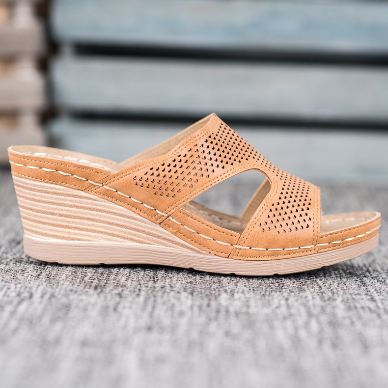 GOLL Lagane papuče na klin smeđa 2