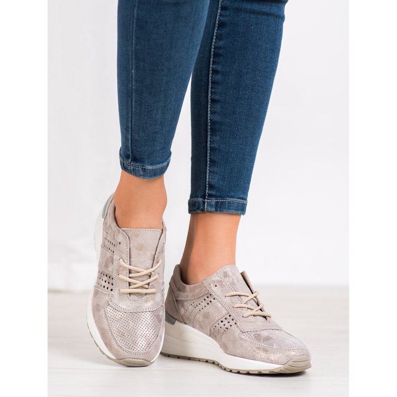 Filippo Kožne tenisice na klin žuta boja 1