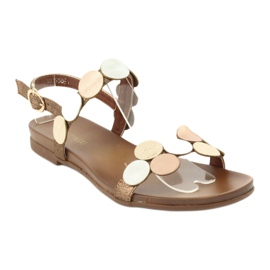 M.Daszyński Sandale zlatni kotači Daszyński MR1958-1 smeđa srebro 1