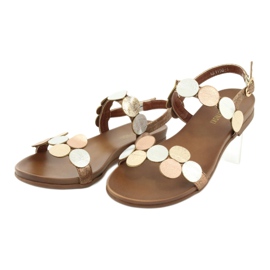 M.Daszyński Sandale zlatni kotači Daszyński MR1958-1 smeđa srebro zlatna 3