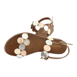 M.Daszyński Sandale zlatni kotači Daszyński MR1958-1 smeđa srebro zlatna 4