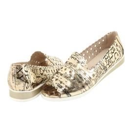 M.Daszyński Ženske zlatne balerinke Daszyński SA135-1 crno žuta boja 4