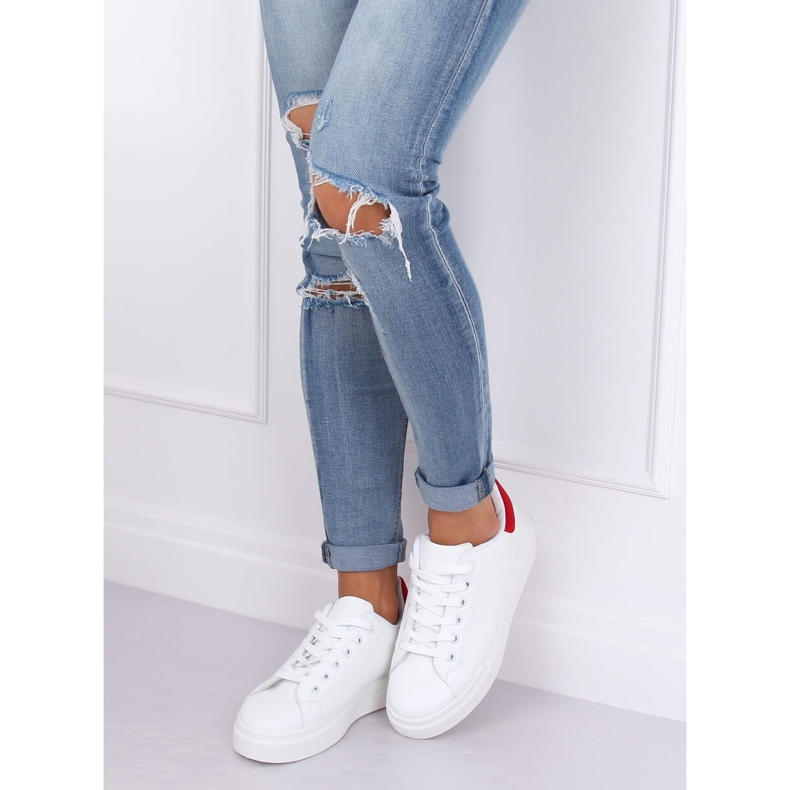 Bijele ženske tenisice 85-428 BIJELE / CRVENE bijela crvena 2