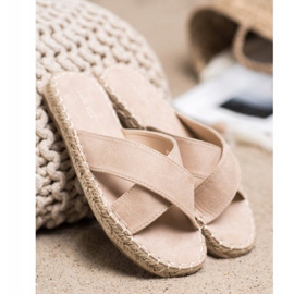 SHELOVET Udobne papuče od antilopa bež 2