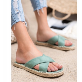 SHELOVET Udobne papuče od antilopa zelena 1