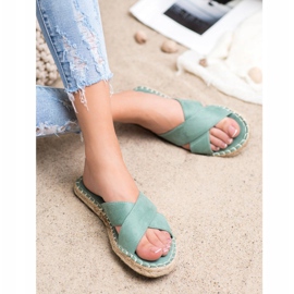 SHELOVET Udobne papuče od antilopa zelena 2