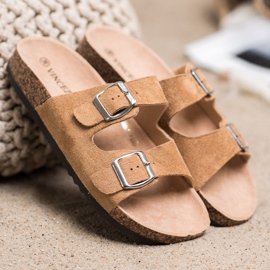 VINCEZA papuče s kopčom smeđa 1