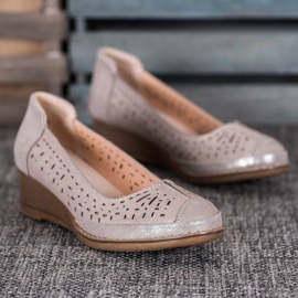 Filippo Kožne pumpe sa sjajem smeđa žuta boja 1