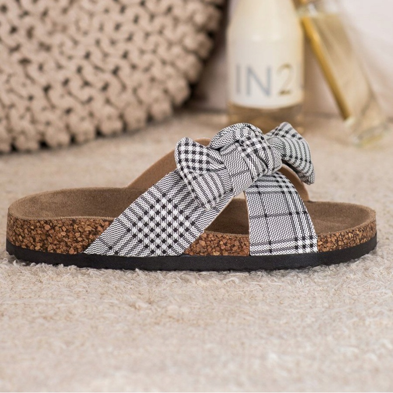 Modne VINCEZA papuče bijela crno 2