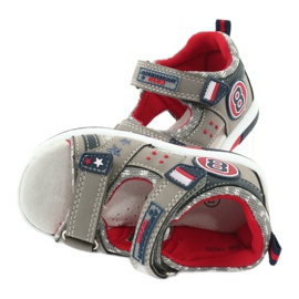 American Club Dječaci sandale kože intole-osam i sivo-crvene zvijezde DR14/20 siva 4