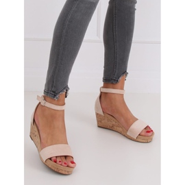 Sandale na pluto klin bež LL-228P Bež 1