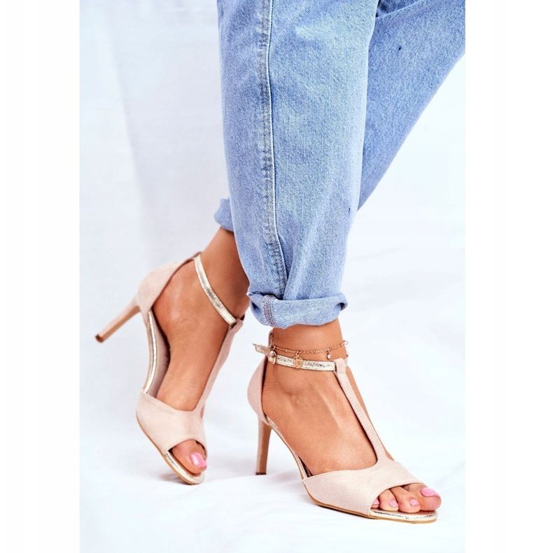 S.Barski Ženske sandale na petu bež 280-58 Move On Me 1