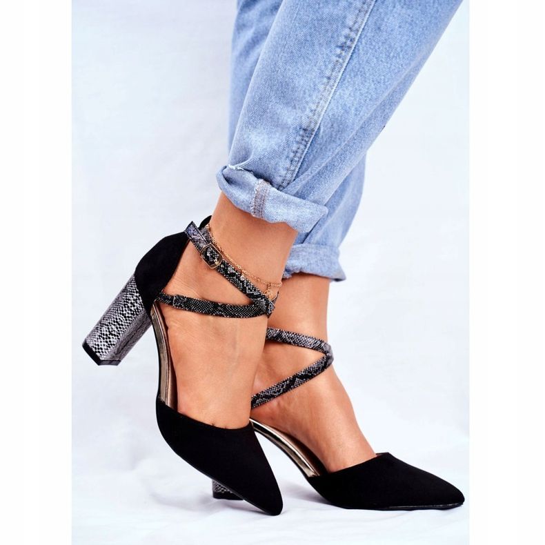 S.Barski Ženske pumpe na peti Snake Black zajedno crna višebojan 1