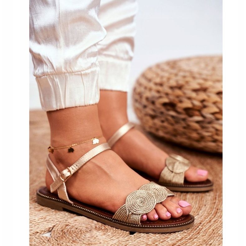 S.Barski Ženske sandale s ravnim zlatom Barski Humanity zlatna 1