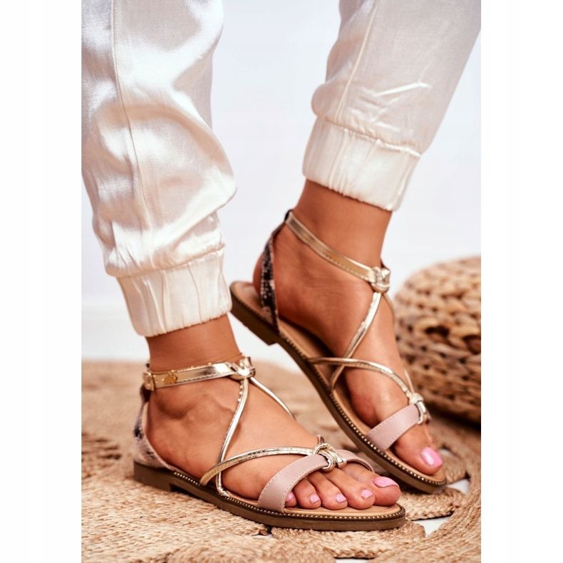 S.Barski Ženske sandale ravne bež i zlatne boje Barski Samim zlatna 1